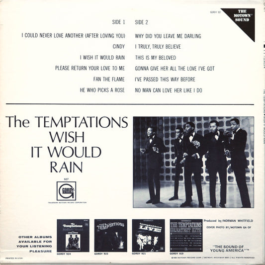 The Temptations : Wish It Would Rain (LP, Album, Hol)