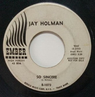Jay Holman : My Love / So Sincere (7", Promo)
