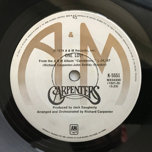 Carpenters : I Won't Last A Day Without You (7", Single)