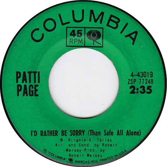 Patti Page : Drive In Movie (7", Mono, Gre)