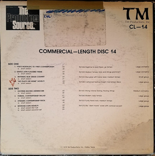 Unknown Artist : The Production Source. Commercial-Length Disc 14 (LP, Album)