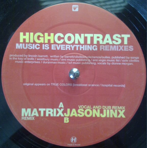 High Contrast : Music Is Everything Remixes (12")