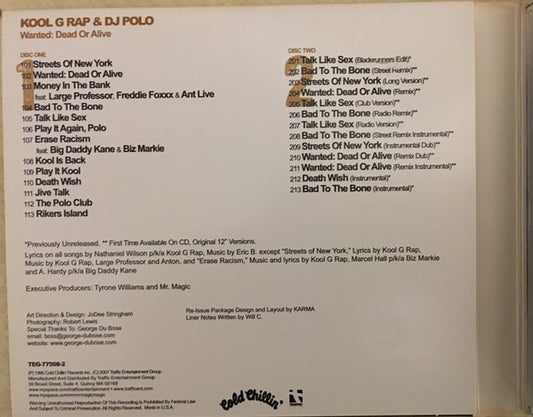 Kool G Rap & D.J. Polo : Wanted: Dead Or Alive (Special Edition Extended Play Double Disc) (2xCD, Album, Comp, S/Edition)