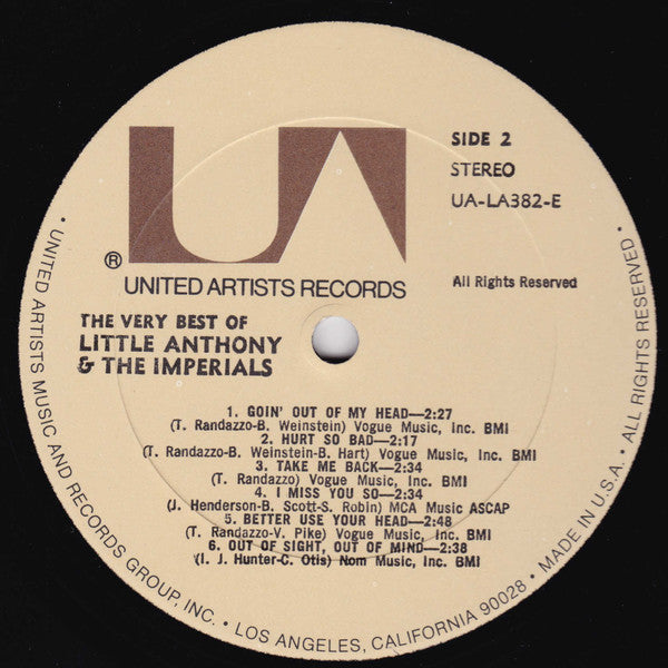 Little Anthony & The Imperials : The Very Best Of Little Anthony & The Imperials (LP, Comp, Mono, RP, All)