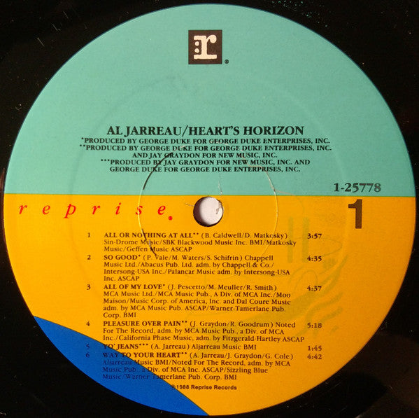 Al Jarreau : Heart's Horizon (LP, Album)