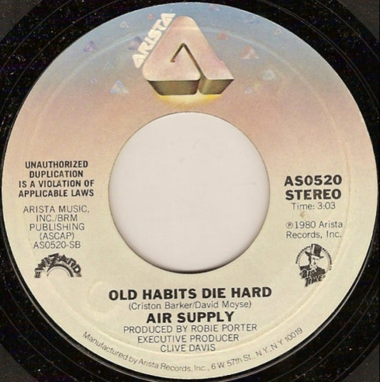 Air Supply : All Out Of Love (7", Single)