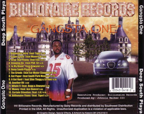 Gangsta One : Deep South Playa (CD, Album)