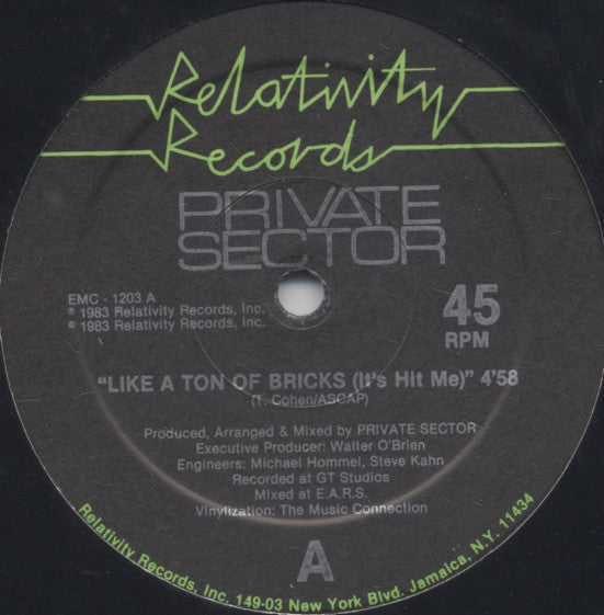 Private Sector (2) : Like A Ton Of Bricks (It's Hit Me) (12")