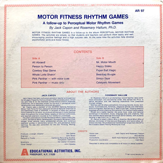 Jack Capon and Rosemary Hallum : Motor Fitness Rhythm Games (LP)