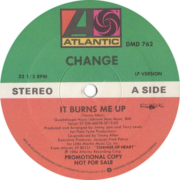 Change : It Burns Me Up (12", Promo)