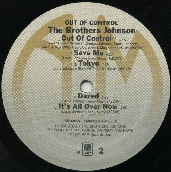 The Brothers Johnson* : Out Of Control (LP, Album, B P)