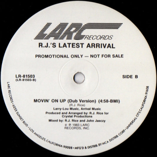 R.J.'s Latest Arrival : Movin' On Up (12", Promo)
