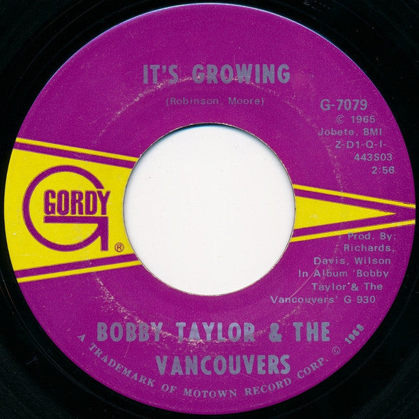 Bobby Taylor & The Vancouvers : Malinda (7", Single, ARP)