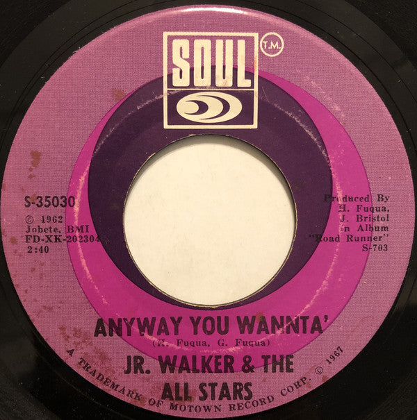 Jr. Walker & The All Stars* : Pucker Up Buttercup / Anyway You Wannta' (7", Single, Mono, ARP)