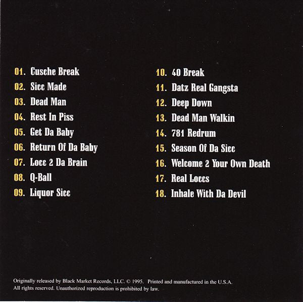 Brotha Lynch Hung : Season Of Da Siccness (The Resurrection) (CD, Album, RE)