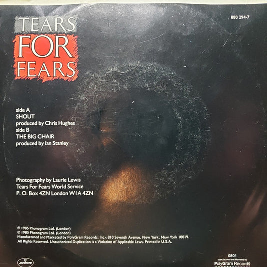 Tears For Fears : Shout (7", Single, Spe)