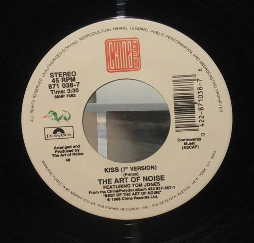 The Art Of Noise Featuring Tom Jones : Kiss (7", Single, Spe)