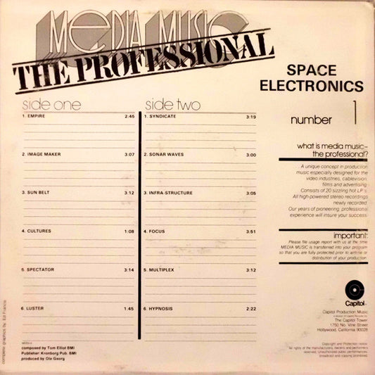 Tom Elliot : Number 1 - Space Electronics (LP)
