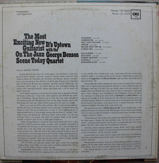 The George Benson Quartet : It's Uptown (LP, Album, RE, San)