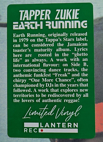 Tapper Zukie : Earth Running (LP, Album, Ltd)