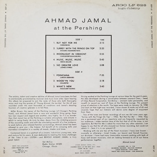 Ahmad Jamal Trio : Ahmad Jamal At The Pershing (LP, Album, Mono, Bla)