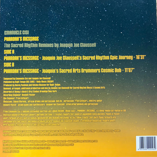 Emanuele Cisi : Pharoah's Message (Joe Claussell Sacred Rhythm Remixes) (12", Maxi)