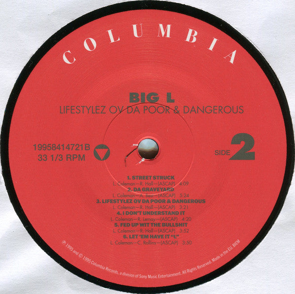 Big L : Lifestylez Ov Da Poor & Dangerous (LP, Album, RE)