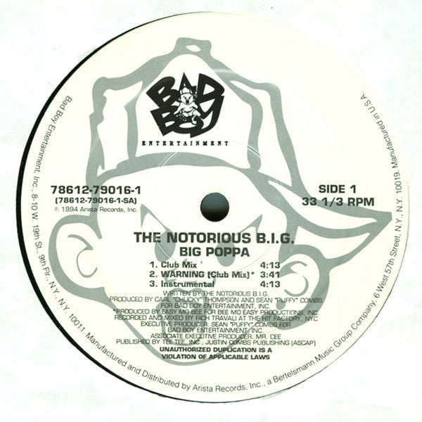 The Notorious BIG* : Big Poppa (12", Single)