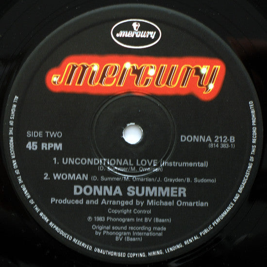 Donna Summer : Unconditional Love (Extended Version) (12", Single)