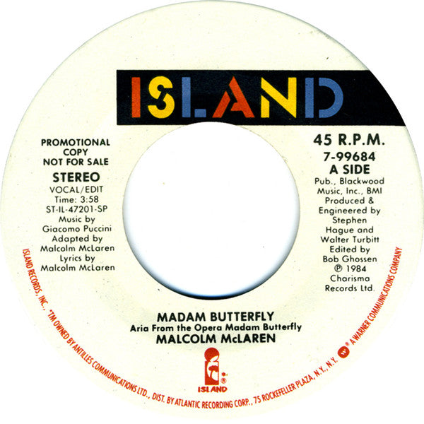 Malcolm McLaren : Madam Butterfly (7", Promo, Pic)