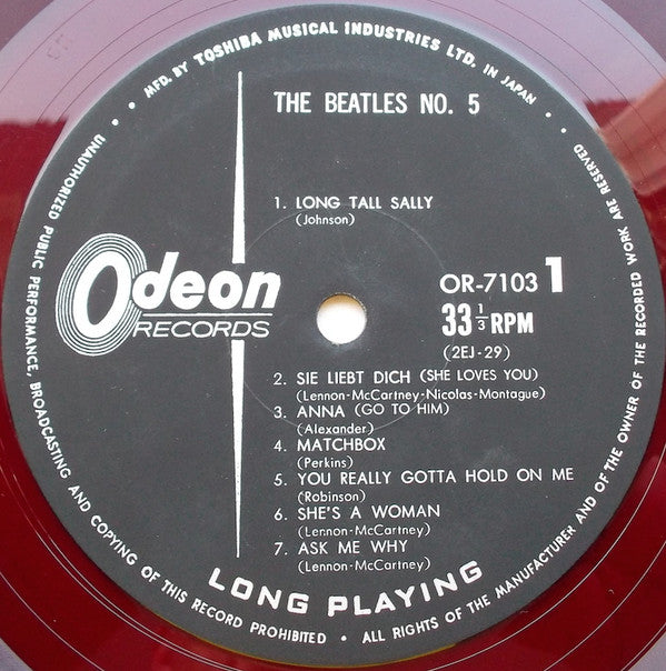 The Beatles : Beatles No. 5 (LP, Album, Comp, Mono, RE, Red)