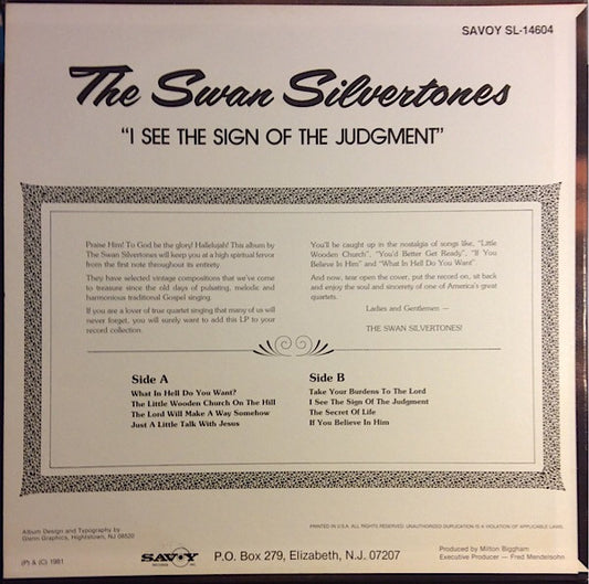 The Swan Silvertones : I See The Sign Of The Judgement (LP, Album)