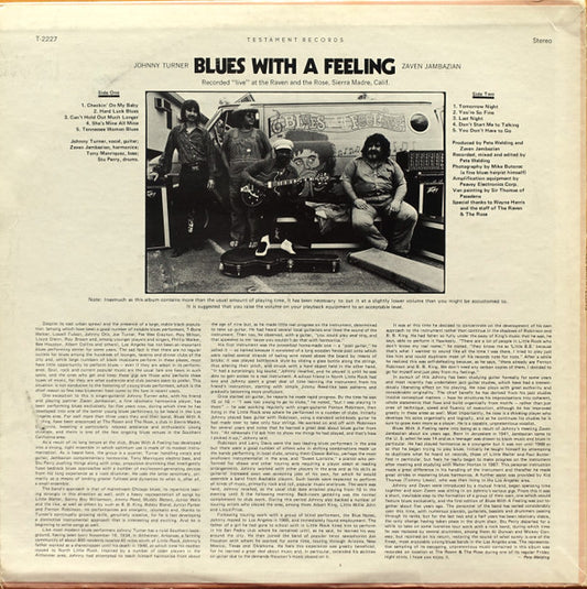 Johnny Turner / Zaven Jambazian : Blues With A Feeling (LP, Album)
