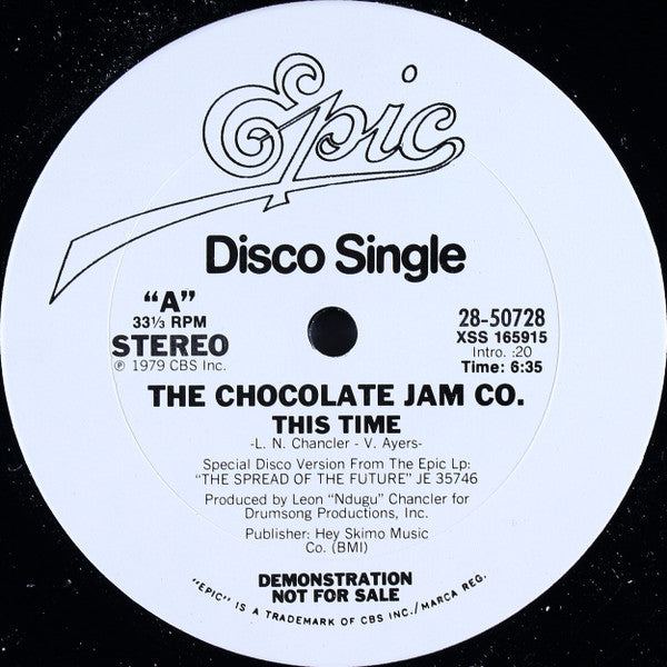 The Chocolate Jam Co. : This Time (12", Single, Promo)