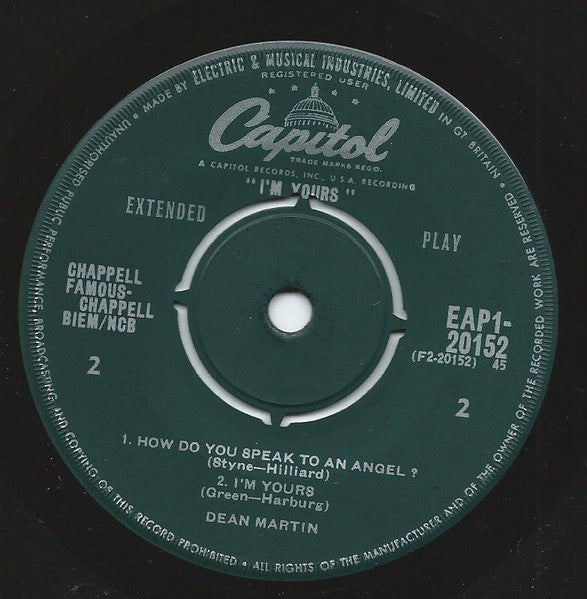 Dean Martin : I'm Yours (7", EP, Mono)
