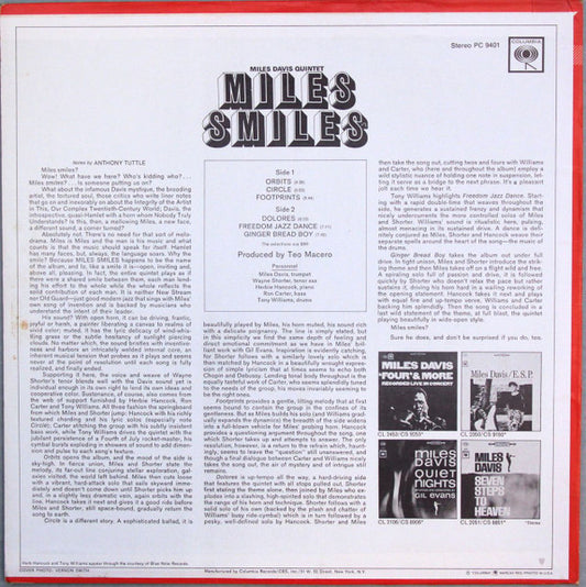 The Miles Davis Quintet : Miles Smiles (LP, Album, RE, Pit)
