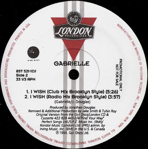 Gabrielle : I Wish (12", Promo)