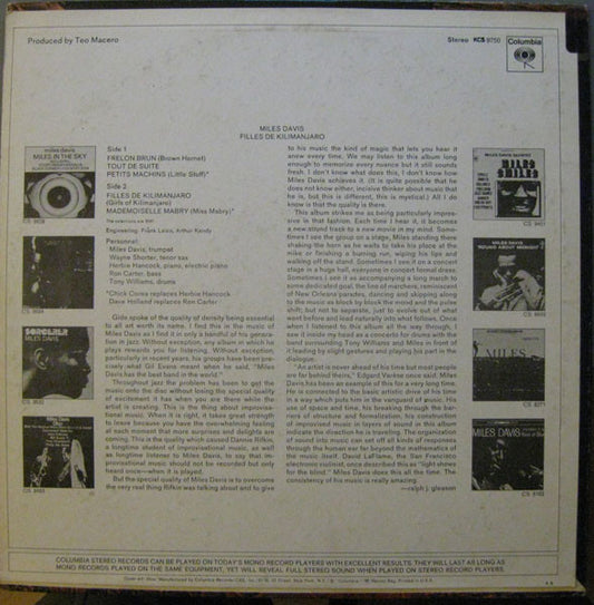 Miles Davis : Filles De Kilimanjaro (LP, Album, RE)