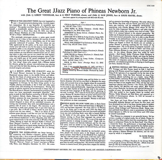 Phineas Newborn Jr. : The Great Jazz Piano Of Phineas Newborn Jr. (LP, Album, RE)