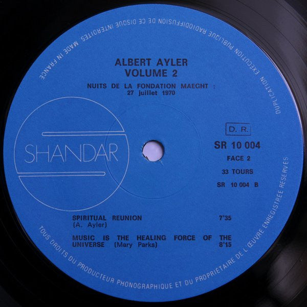 Albert Ayler : Nuits De La Fondation Maeght Volume 2 (LP, Album, Gat)