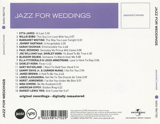 Various : Jazz For Weddings (CD, Comp)