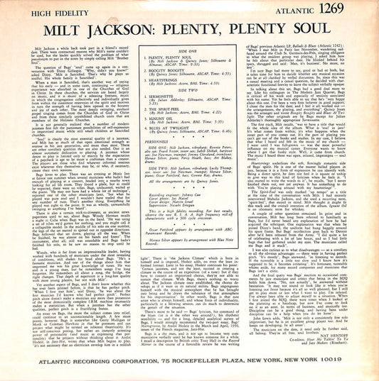 Milt Jackson : Plenty, Plenty Soul (LP, Album, RE)