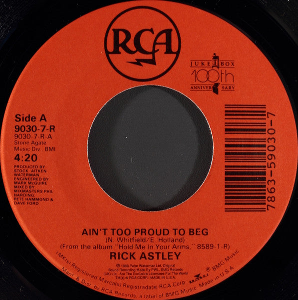 Rick Astley : Ain't Too Proud To Beg (7", Single)
