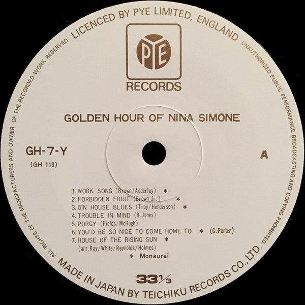 Nina Simone : Golden Hour Of Nina Simone (LP, Comp, Gat)