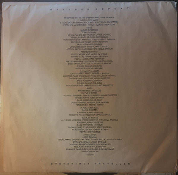 Weather Report : Mysterious Traveller (LP, Album, Pit)