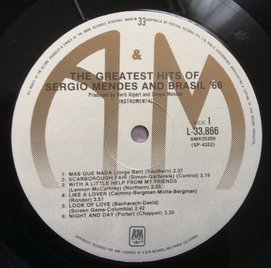 Sérgio Mendes & Brasil '66 : Greatest Hits (LP, Comp, RE)