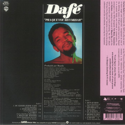 Carlos Dafé - Pra Que Vou Recordar (LP, Album, RE, Obi) (Mint (M))
