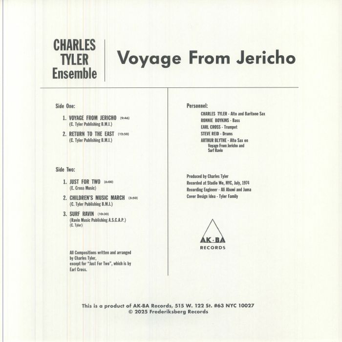 Charles Tyler/Ensemble* - Voyage From Jericho (LP, Album, RE, RM, Gat) (Mint (M))