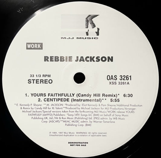 Rebbie Jackson - Yours Faithfully / Centipede (12", Promo) (Very Good Plus (VG+))