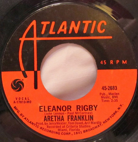 Aretha Franklin - It Ain't Fair / Eleanor Rigby (7", 45 RPM, Styrene) (Good Plus (G+))